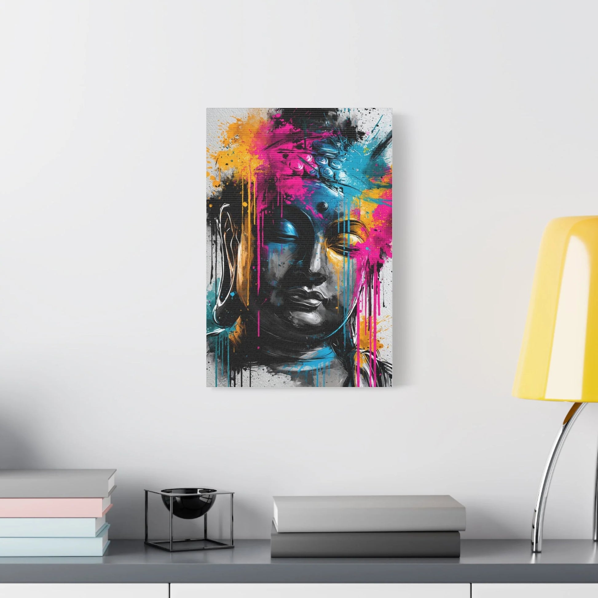 Tableau Bouddha Aquarelle - Splash de Pleine Conscience - décor salon contemporain bois