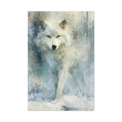 Tableau Loup Blanc - Souffle de Neige - mise en scène entrée moderne