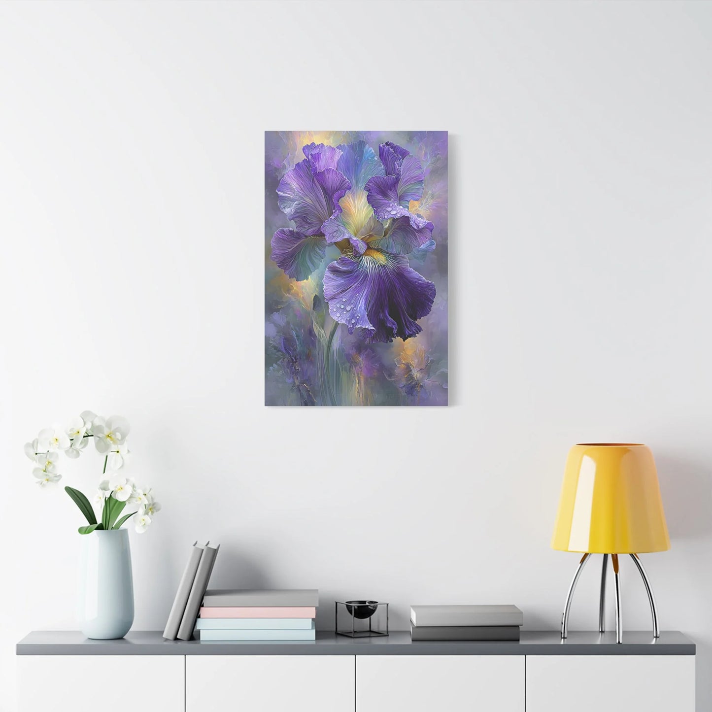 Tableau Iris violet format vertical alcôve