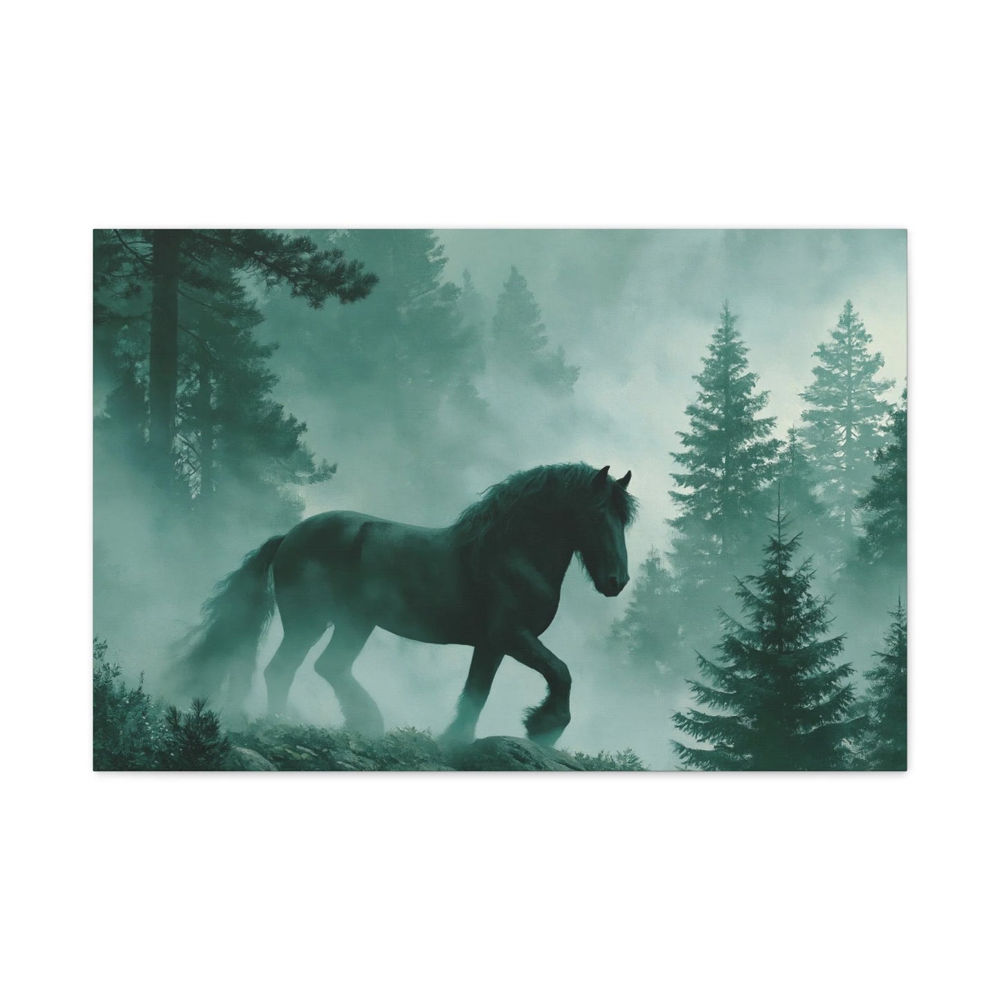 Tableau cheval néerlandais vert sauge - vue de face