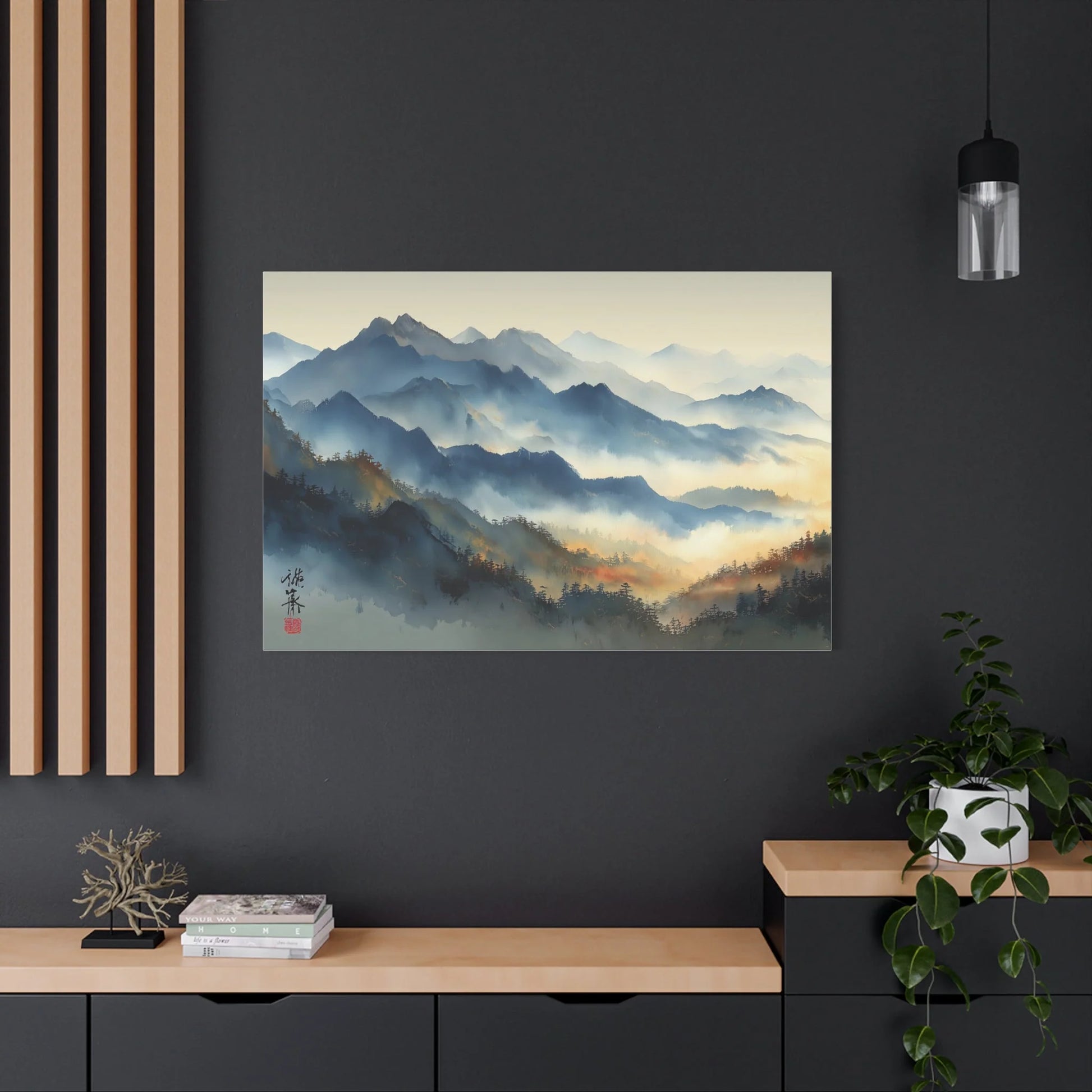 Tableau Brume Minimaliste Zen - Encre des Montagnes — Art Virtuoso
