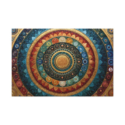 Tableau en Mosaïque Mandala Chakras - Roue Intérieure - mise en scène entrée moderne