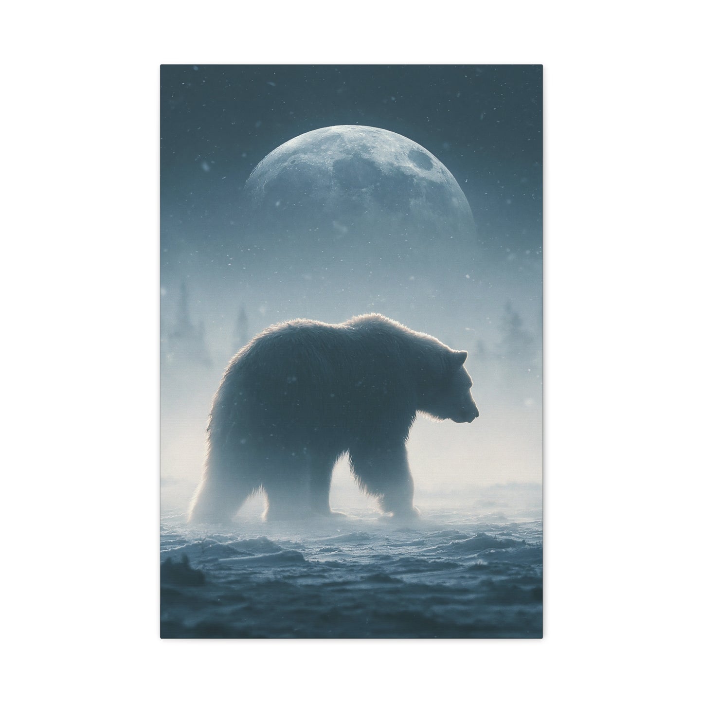 Tableau Ours Polaire Lune Bleue - Clair de Banquise - format L