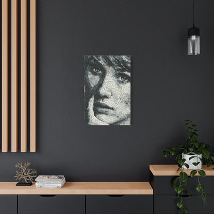 Tableau en Mosaïque Portrait Géométrique Noir Blanc - Visage Fragmenté - vue intérieur architecte