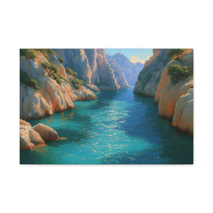 Calanques mediterraneennes avec falaises rocheuses pins et eau turquoise - Art Virtuoso - vue 2/20