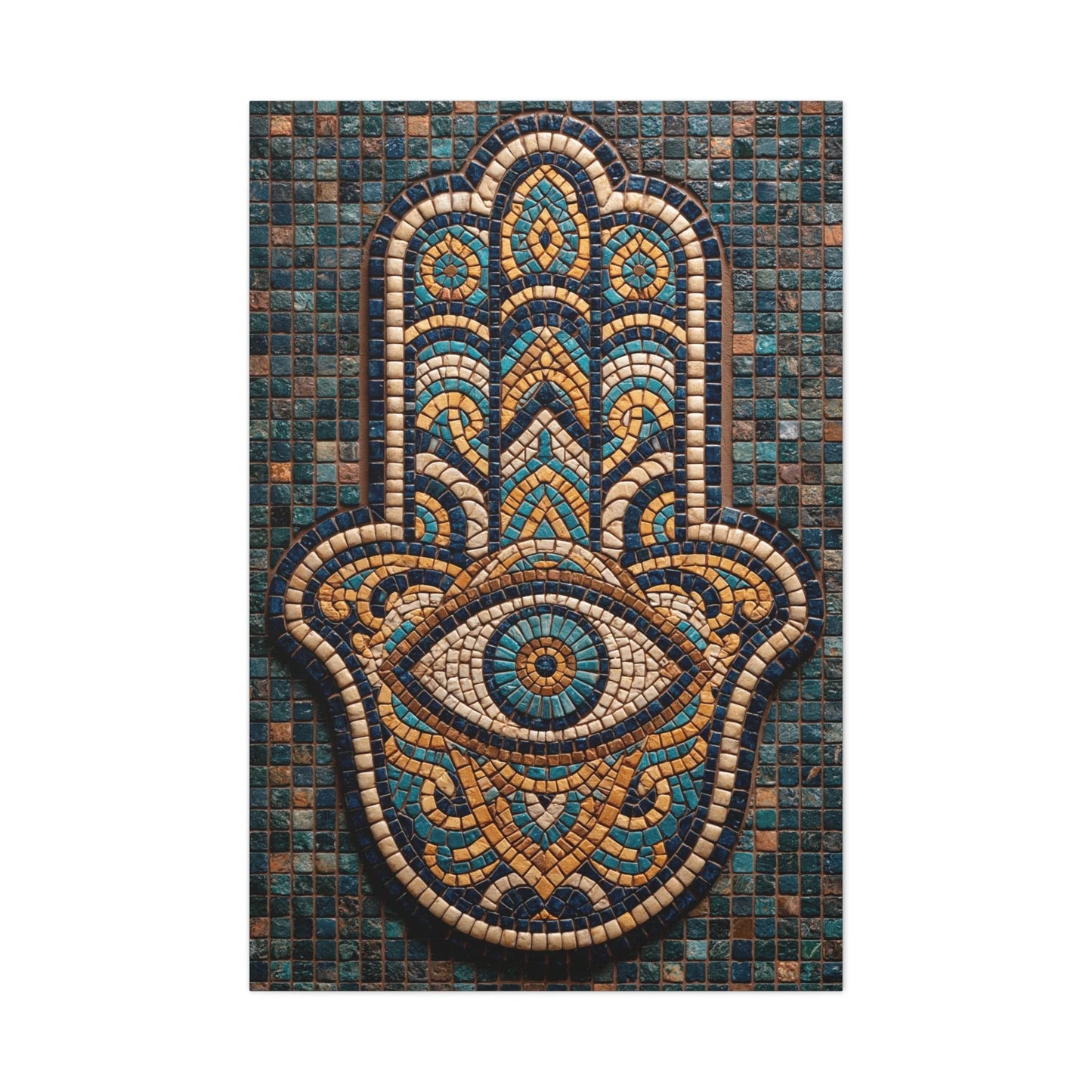 Tableau en Mosaïque Main de Fatima - Khamsa Protectrice - mise en scène entrée moderne