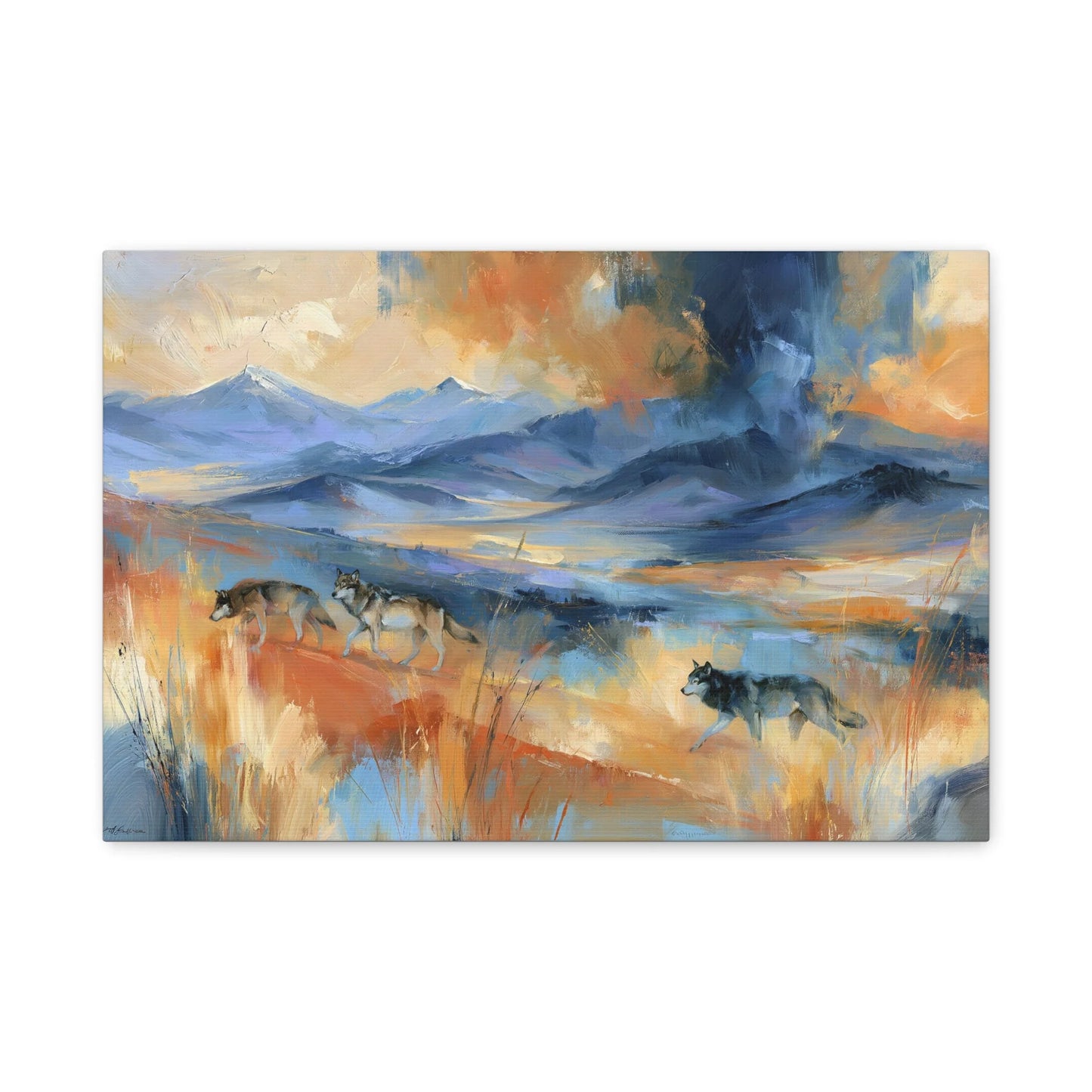 Tableau Meute de Loups - Panorama de Montagne