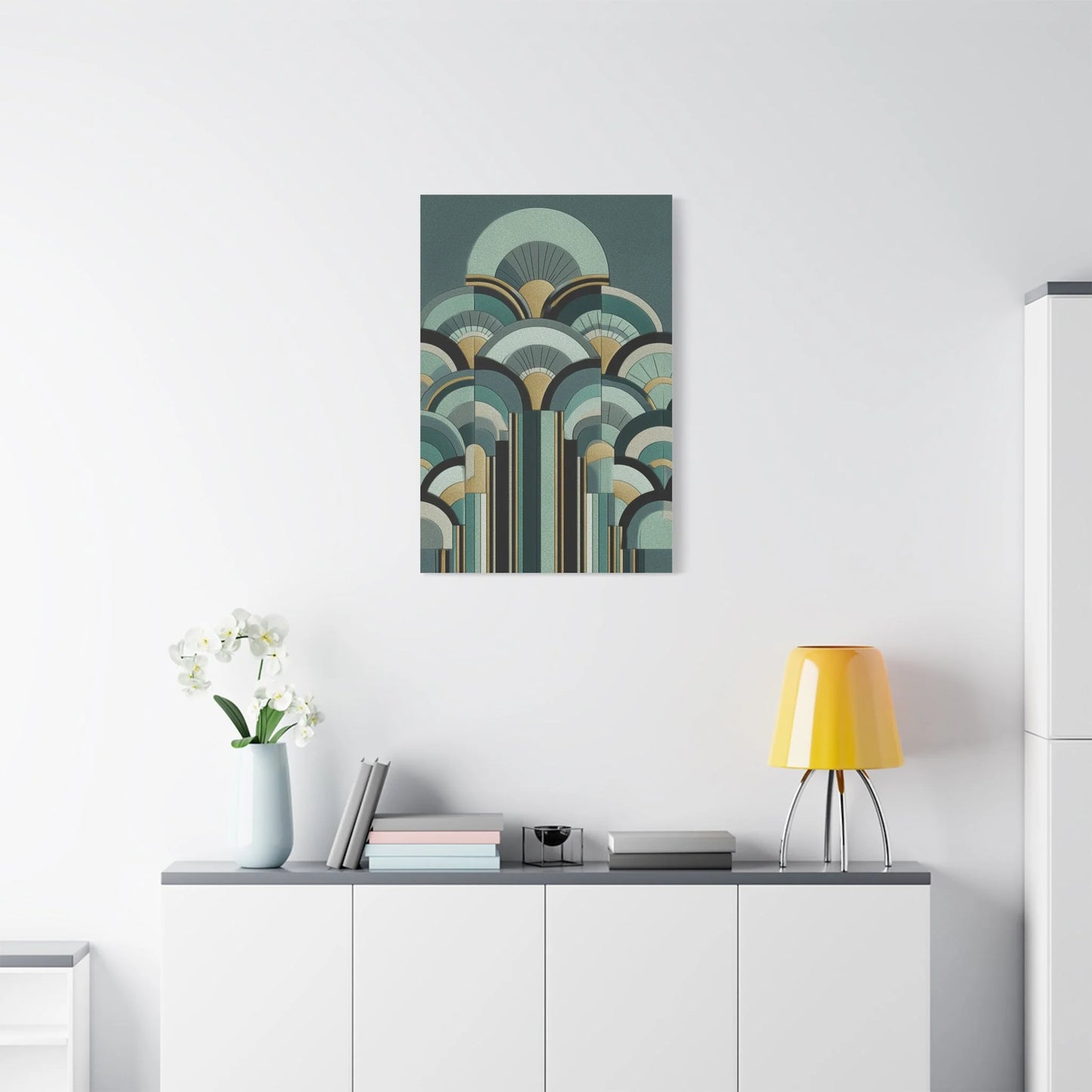 Tableau Tableau Art Déco vert sauge ambiance sophistiquée