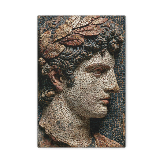 Tableau en Mosaïque Buste Grec Antique - Profil de Marbre