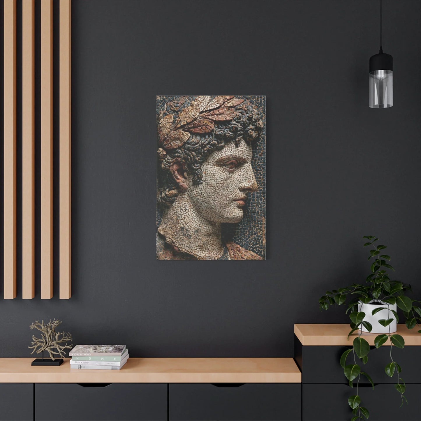 Tableau en Mosaïque Buste Grec Antique - Profil de Marbre - format XXL pièce de réception