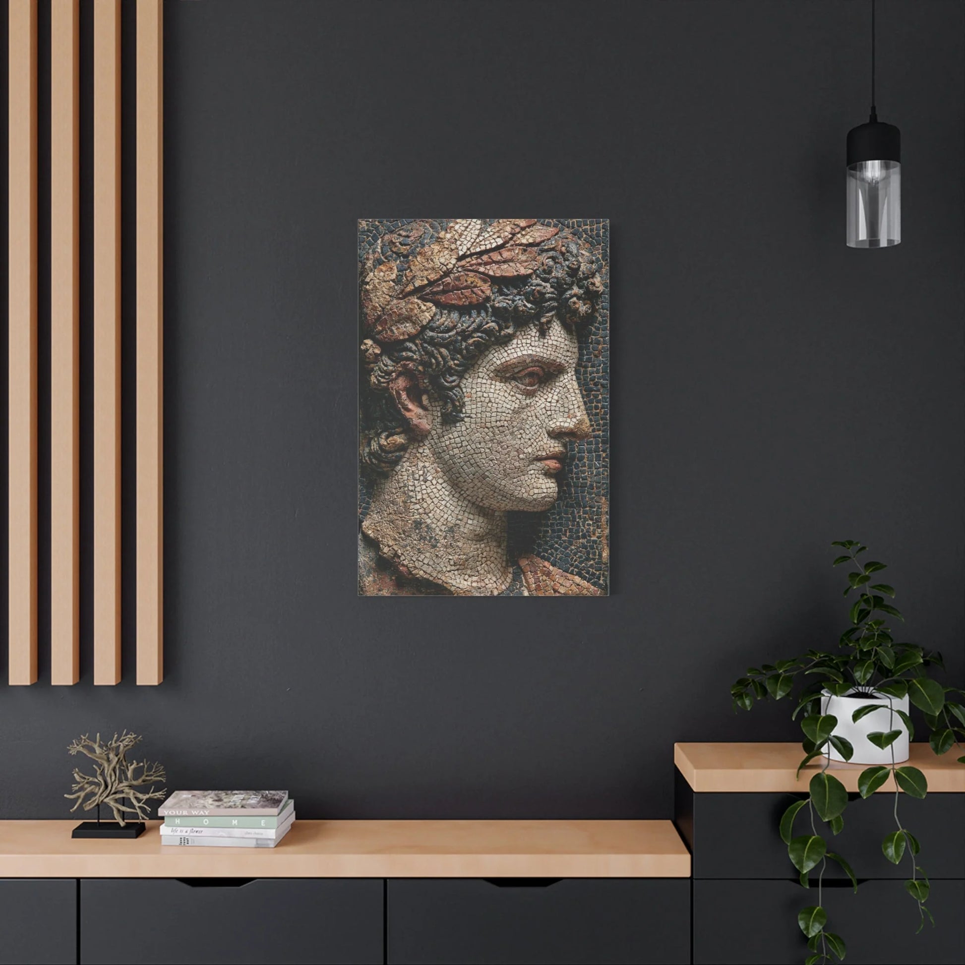 Tableau en Mosaïque Buste Grec Antique - Profil de Marbre - format XXL pièce de réception