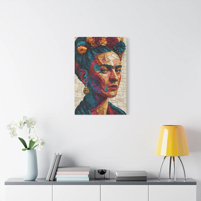 Tableau en Mosaïque Frida Kahlo Fleurie - Couronne Viva - grand format salon spacieux