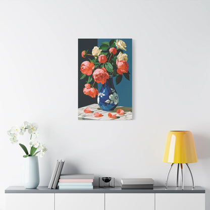 Tableau Nature Morte Pivoines Roses Romantiques - Bouquet Tendre - grand format salon spacieux