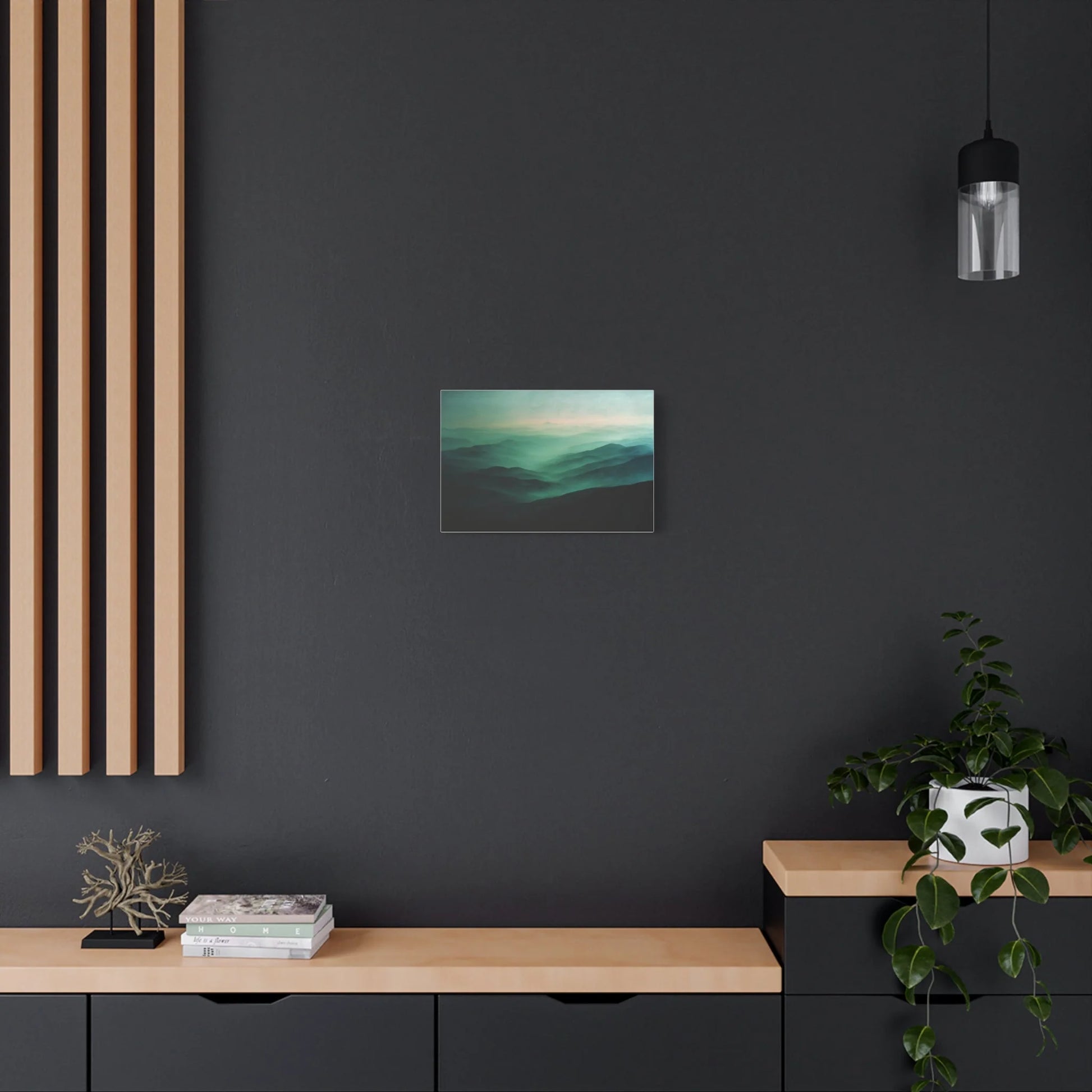Tableau Collines vert sauge dans une enfilade de couloir
