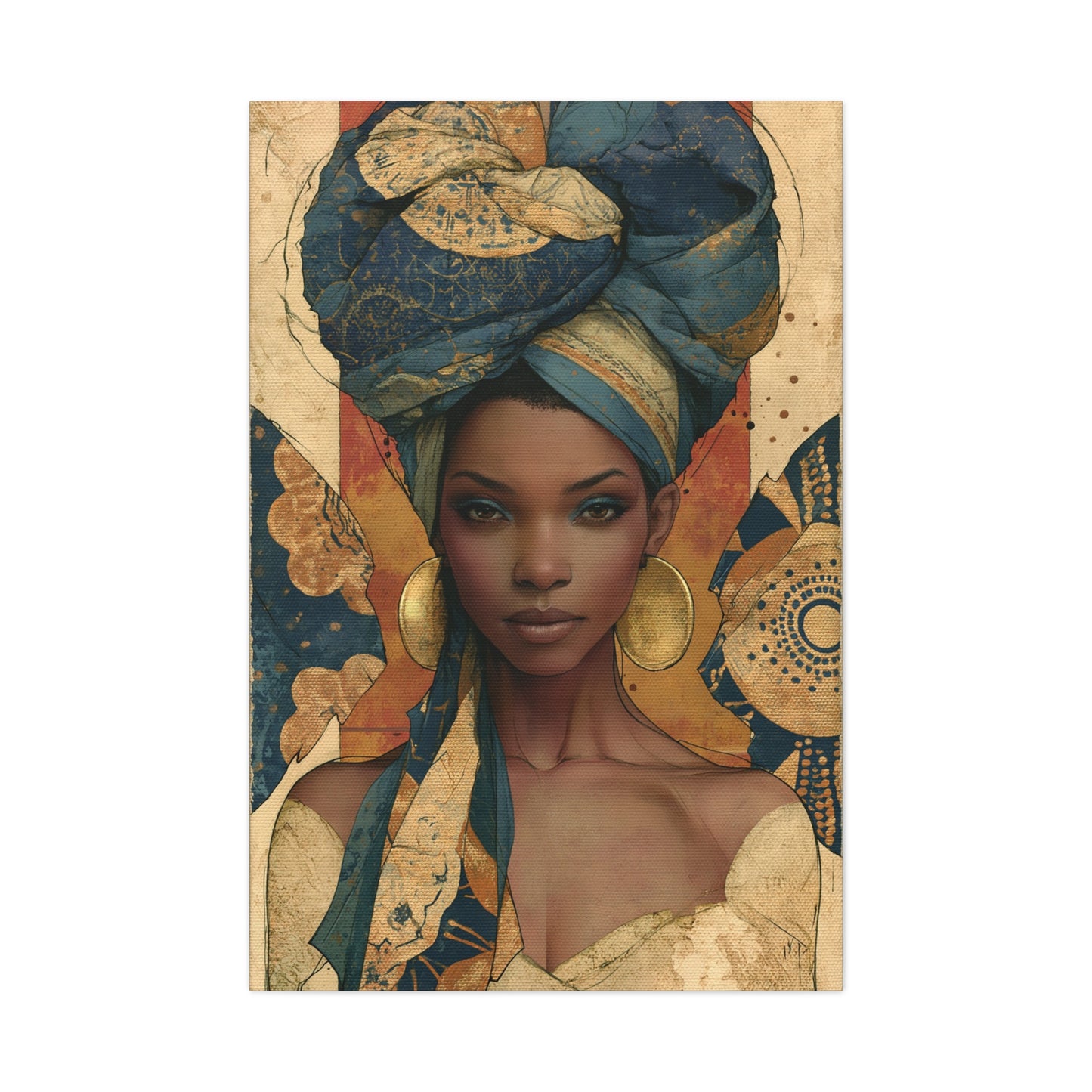 Tableau Femme Africaine Wax Terracotta - format XXL - Art Virtuoso