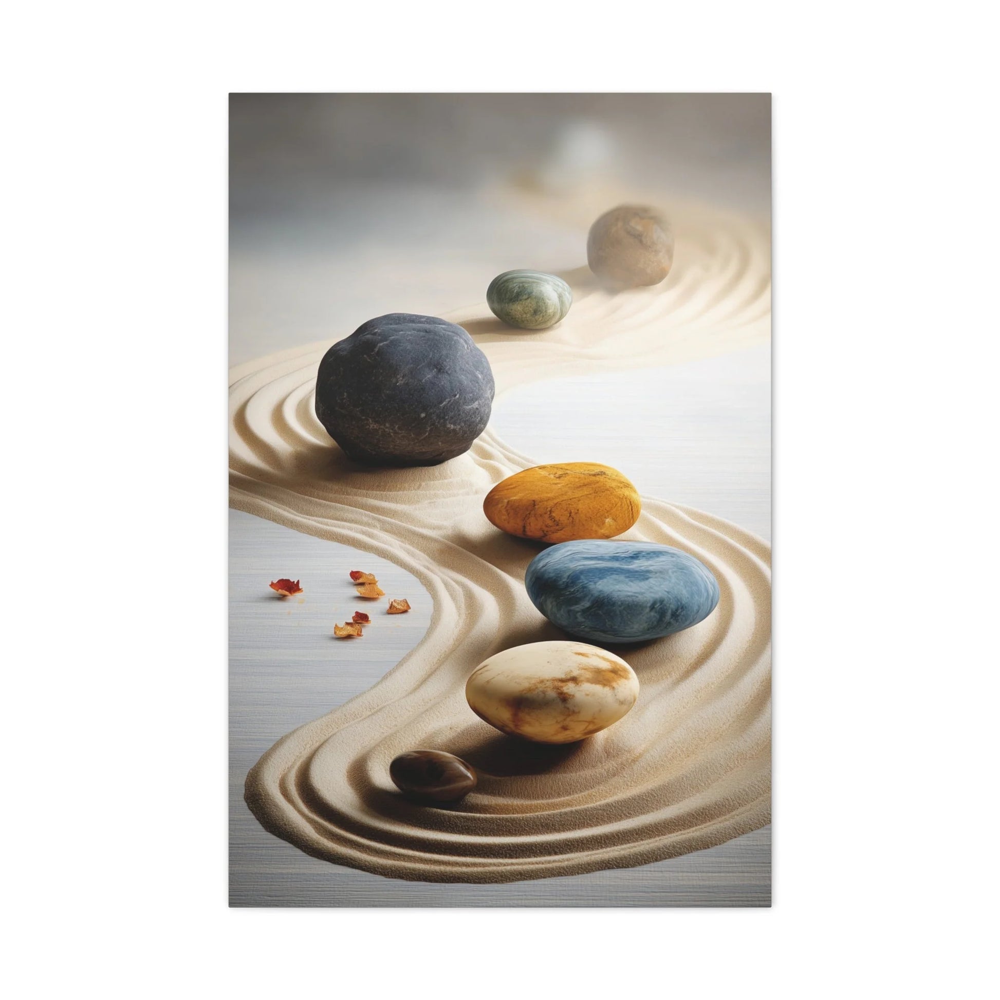 Tableau Karesansui zen galets polychromes