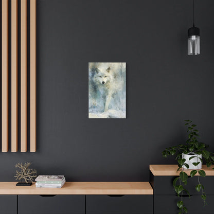 Tableau Loup Blanc - Souffle de Neige - décor pièce à vivre lumineuse