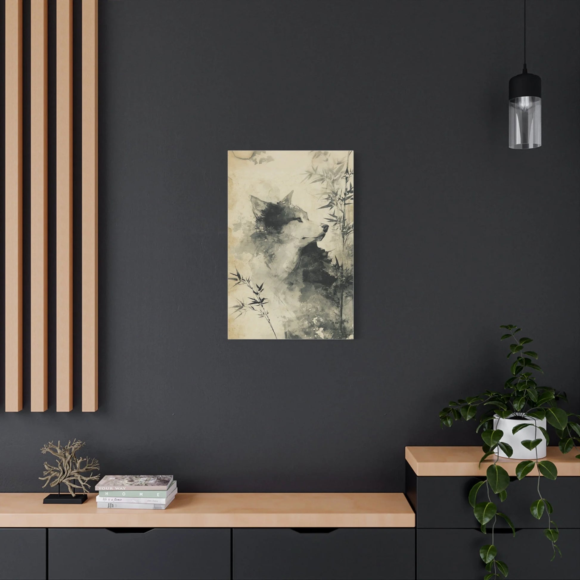 Tableau Loup Sumi-e - Encre du Mont Fuji - vue intérieur architecte