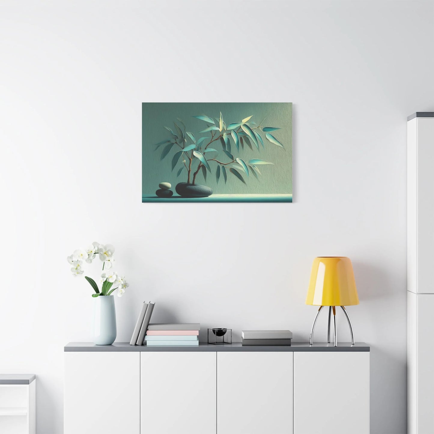 Tableau Tableau zen vert sauge ambiance scandinave épurée