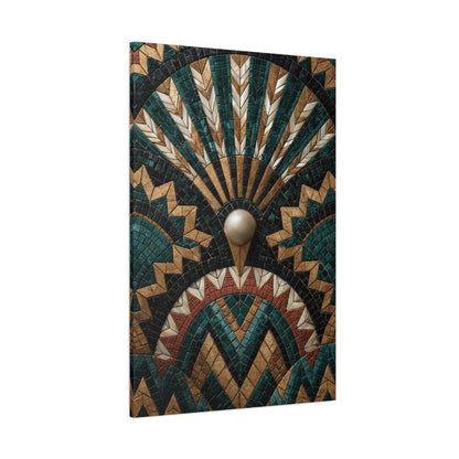 Tableau en Mosaïque Art Déco Éventail - Symétrie Dorée - décor monumental espace ouvert