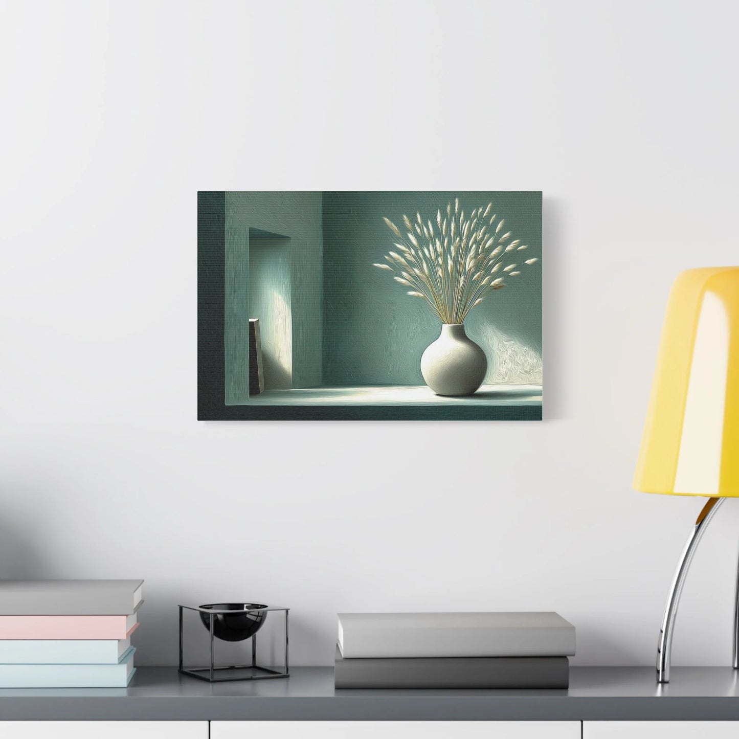 Tableau Bouquet avoine vert sauge dans un cabinet de soins