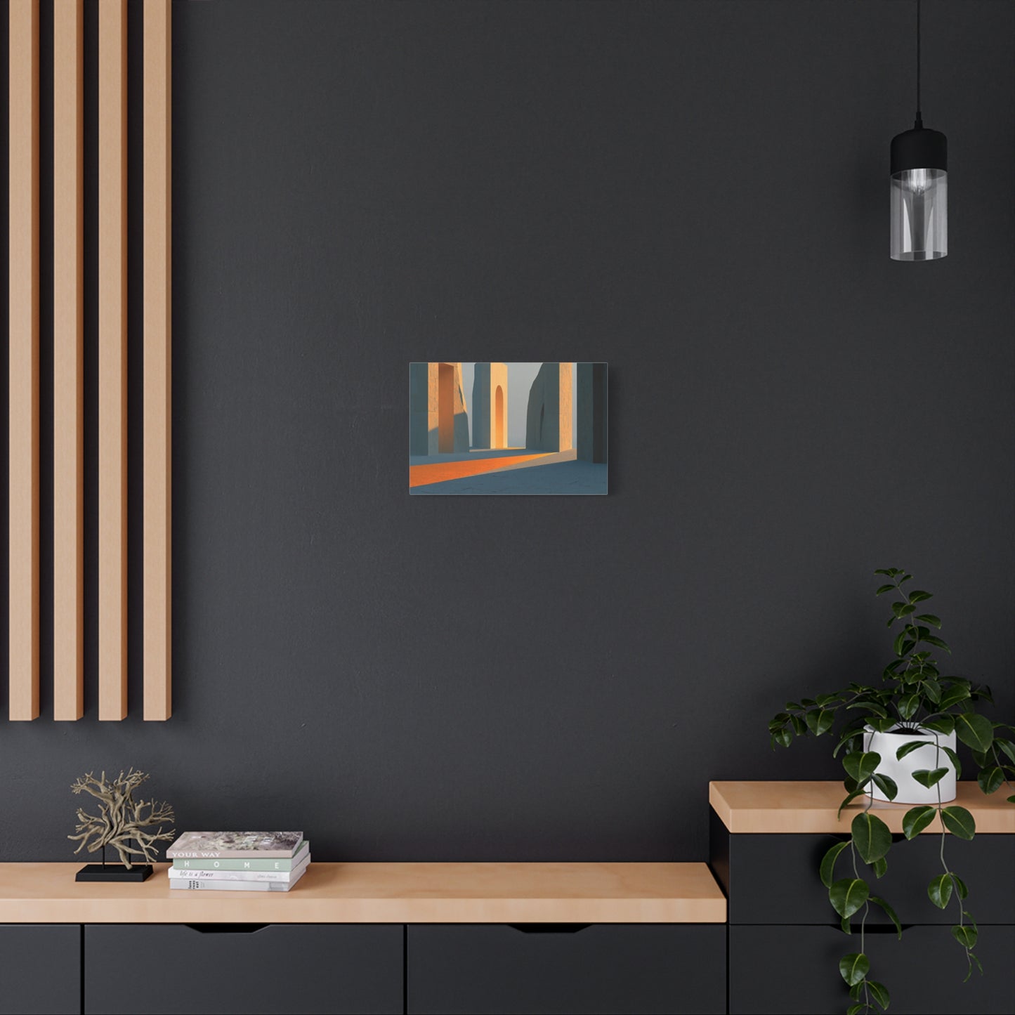Grand Tableau Beige Or Portique Soleil