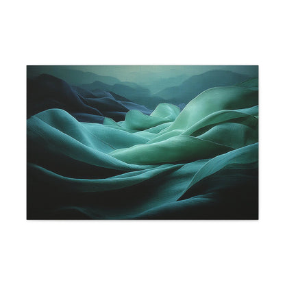 Tableau Drapés soyeux vert sauge ondulés