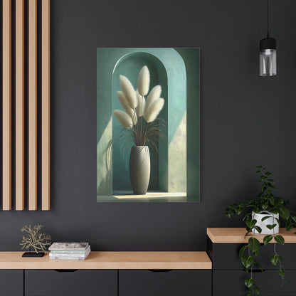 Tableau Couloir Vert Sauge - Plumes de Pampa — Art Virtuoso
