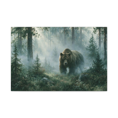 Tableau Ours Brun Forêt Brume - Lisière Sauvage - format M