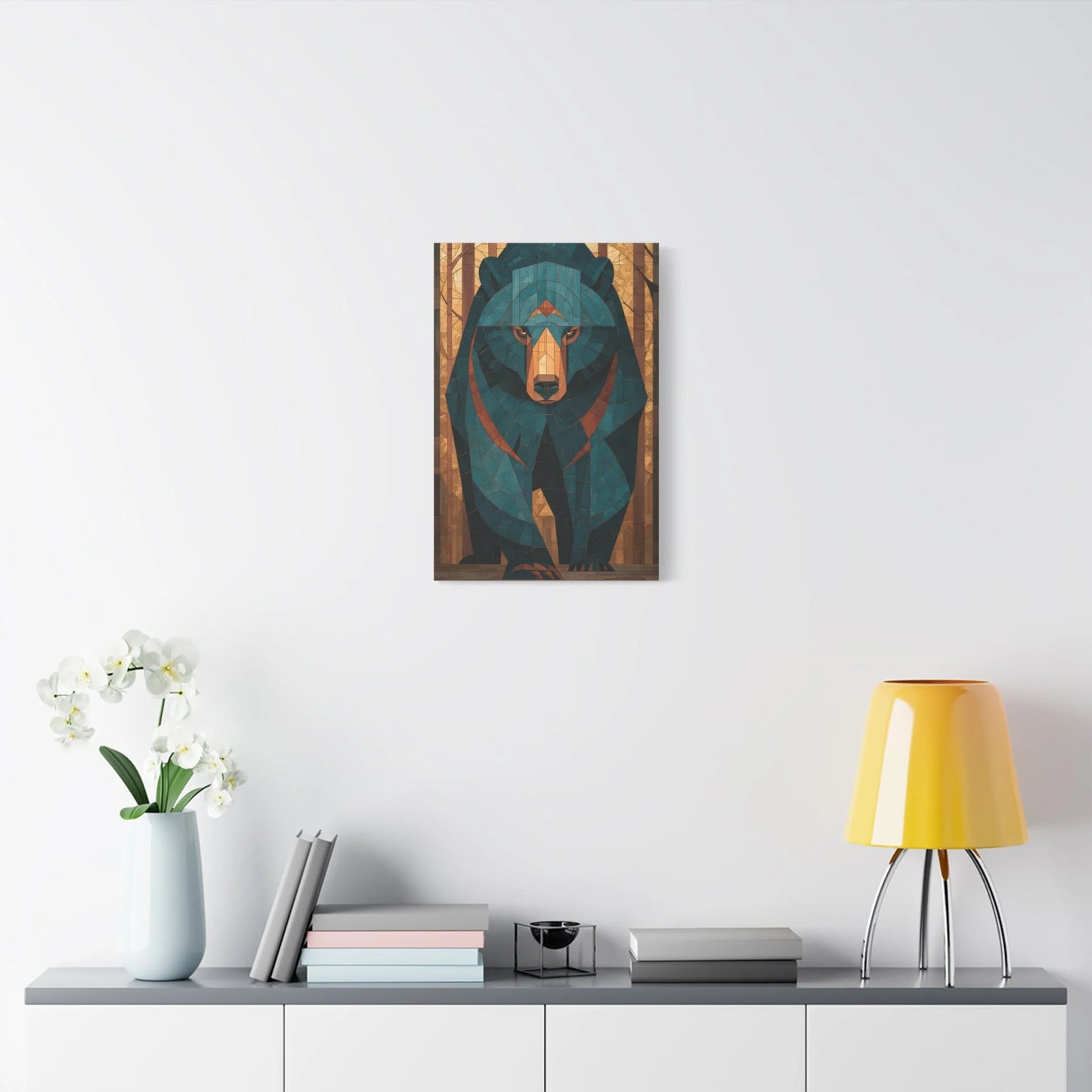 Tableau en Mosaïque Ours Brun Forêt - Gardien Byzantine - ambiance chambre adulte
