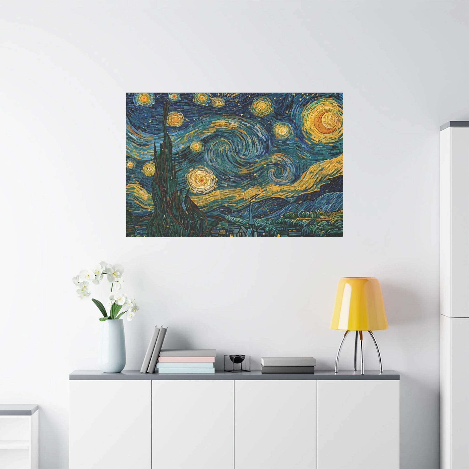 Tableau en Mosaïque Ciel Étoilé Tourbillon - Nuit de Tesselles - vue mur grande hauteur