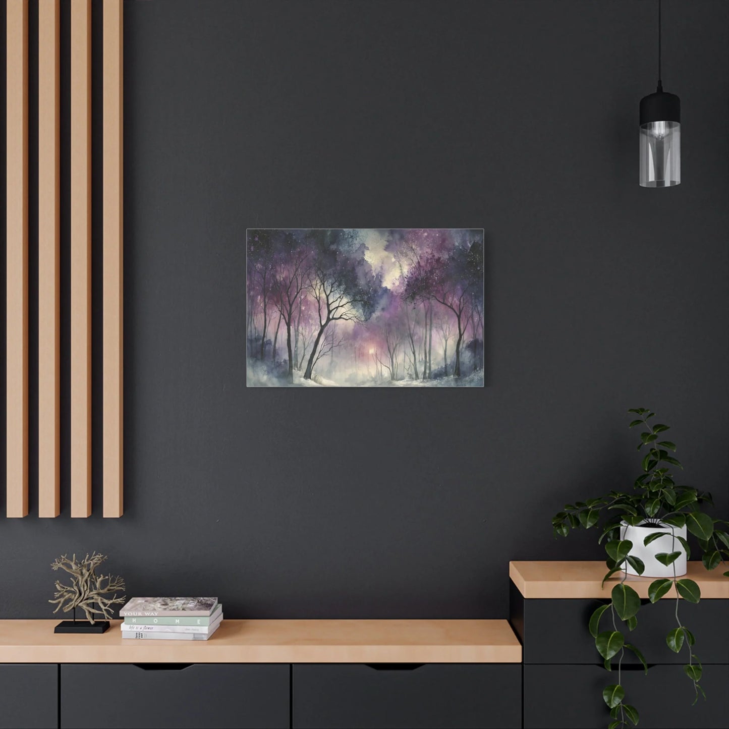 Tableau Forêt violette sur toile de coton 470 g/m²