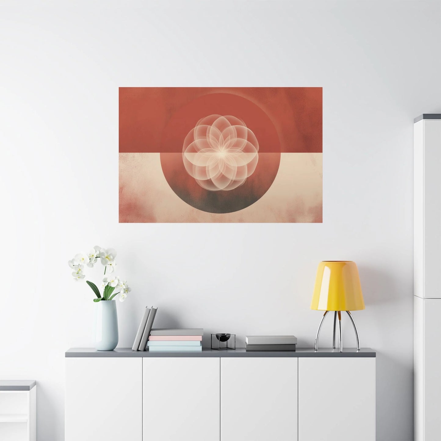 Tableau décoration murale terracotta — fleur de vie format horizontal