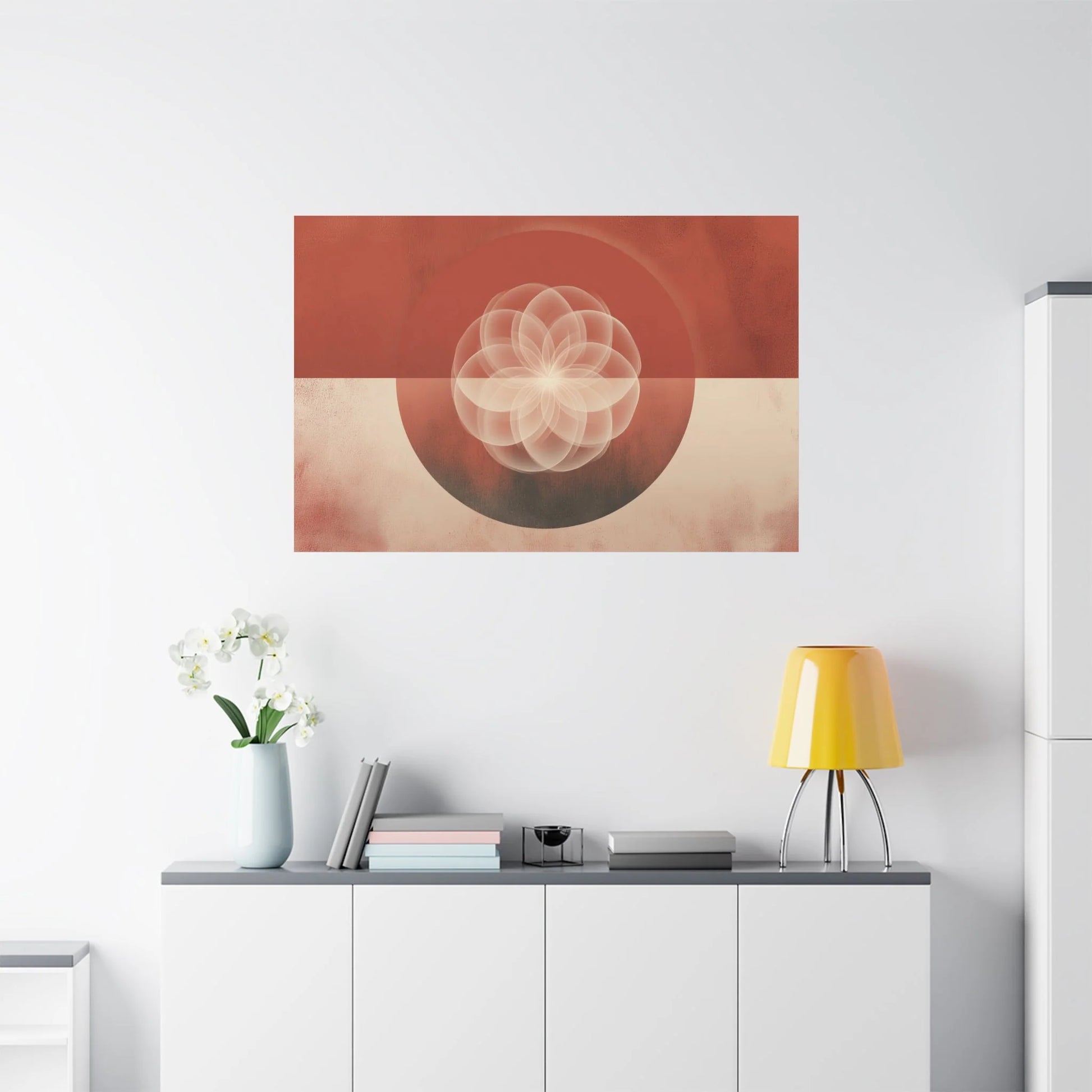 Tableau décoration murale terracotta — fleur de vie format horizontal