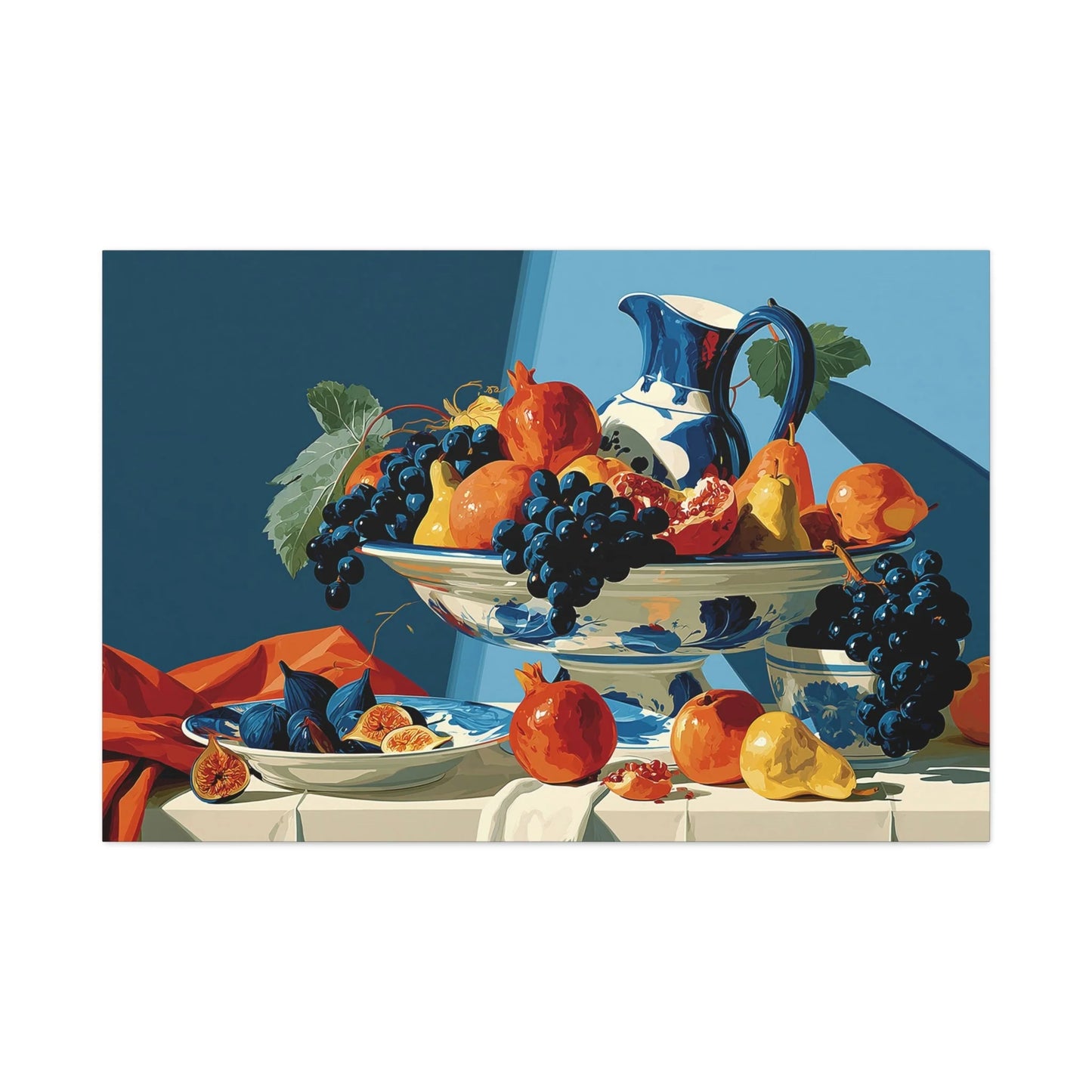 Tableau Nature Morte Fruits Clair-Obscur Caravage - Corbeille Nocturne - mise en scène entrée moderne