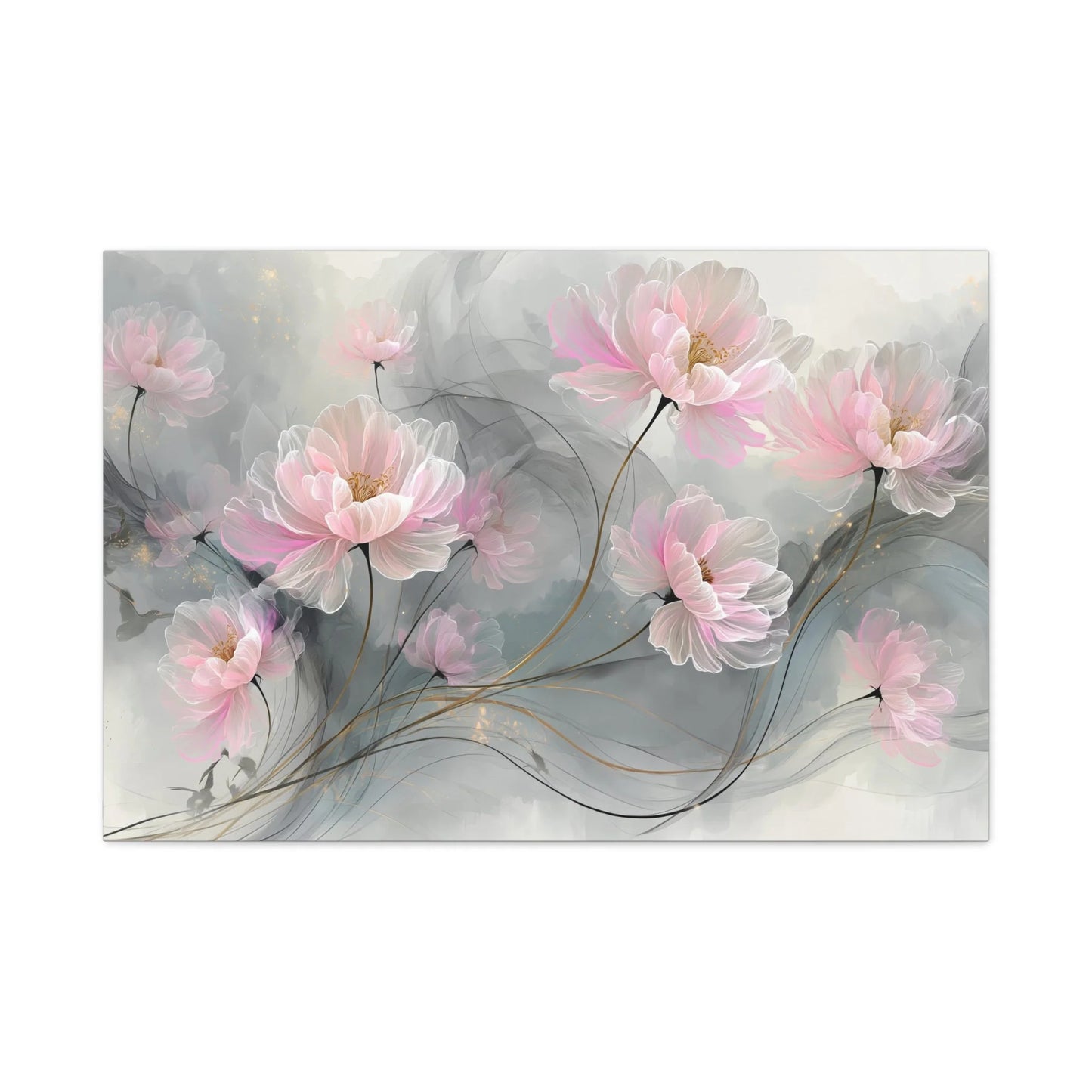 Tableau Pivoines aquarelle esprit peinture chinoise florale