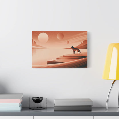 Tableau Loup Terracotta - Crépuscule du Désert - décor salon contemporain bois
