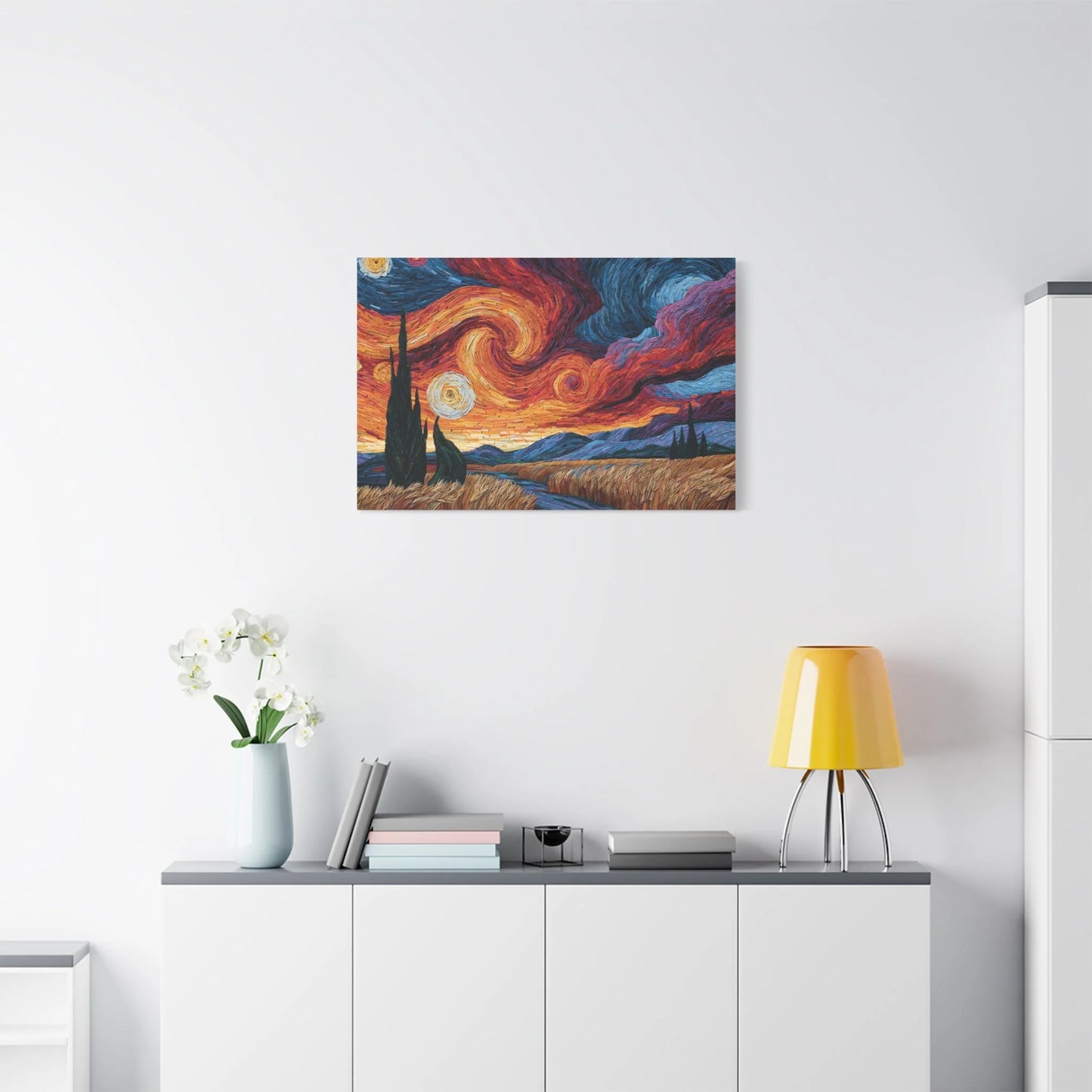 Tableau en Mosaïque Coucher de Soleil - Horizon Impressionniste - ambiance loft haut de plafond