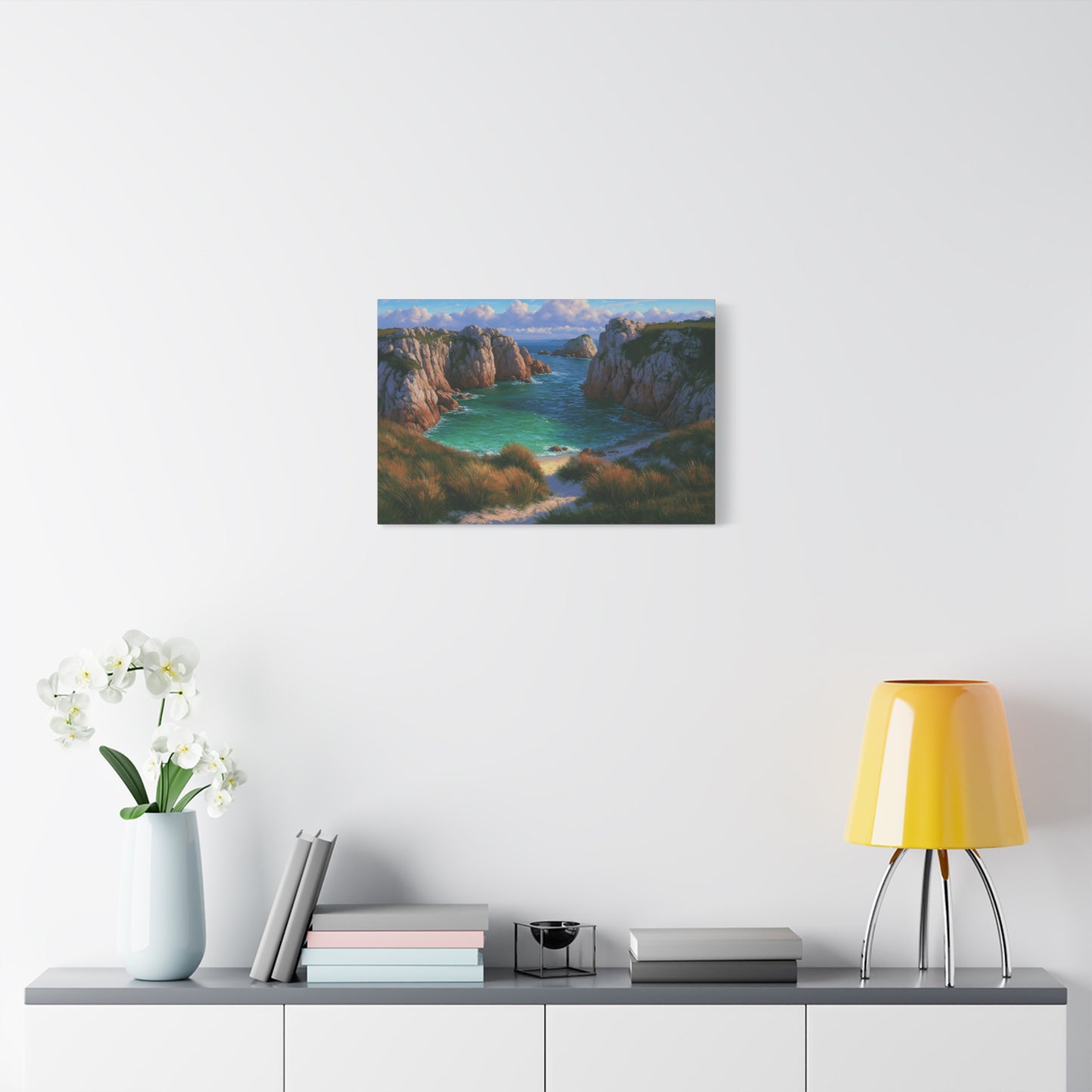 Crique bretonne sauvage avec falaises rocheuses et eau turquoise - Art Virtuoso - vue 10/20