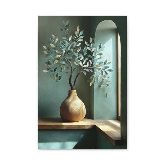 Tableau Chambre Vert Sauge et Bois - Bouquet de Lumière