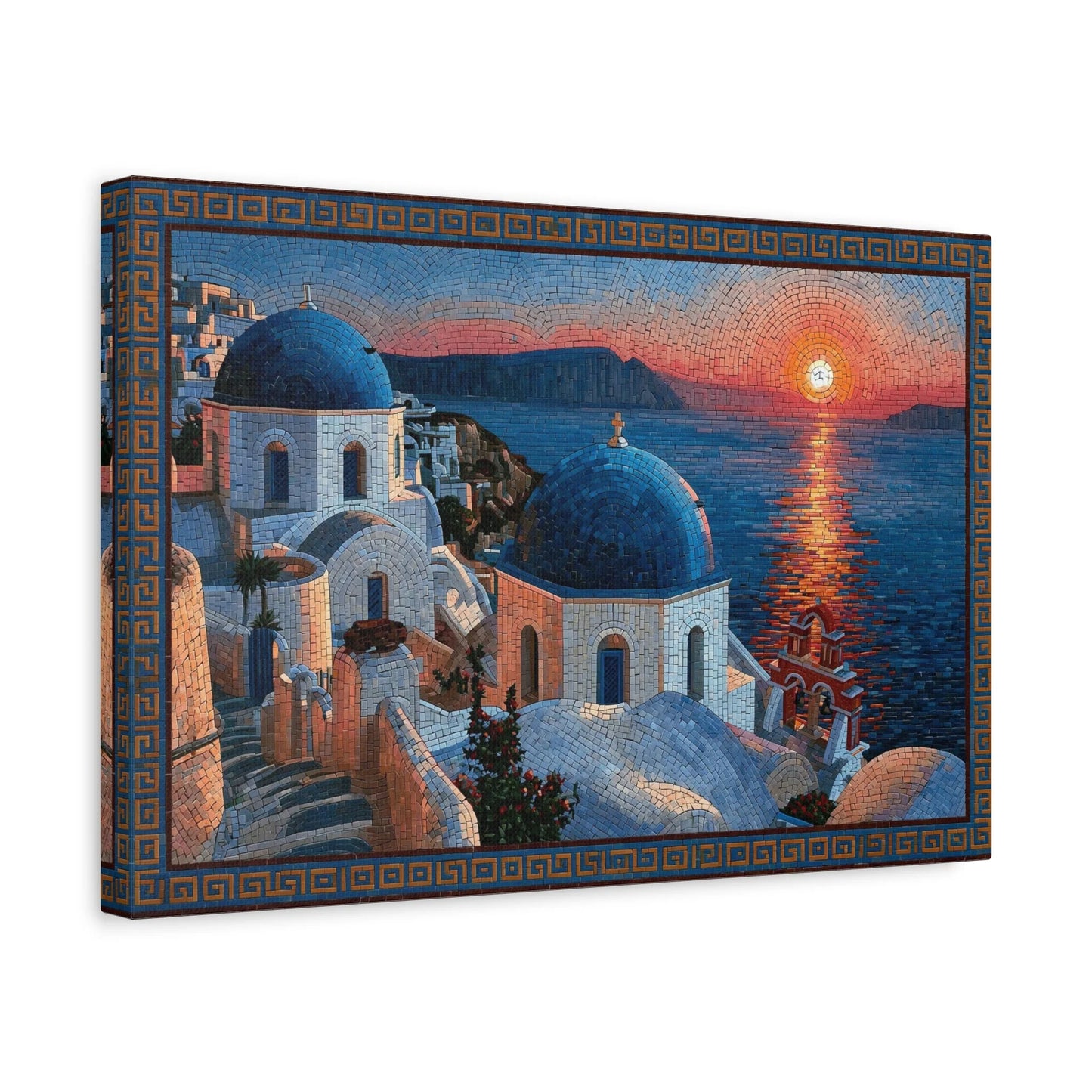 Tableau en Mosaïque Santorini Cyclades - Vestige Égéen - ambiance chambre adolescent