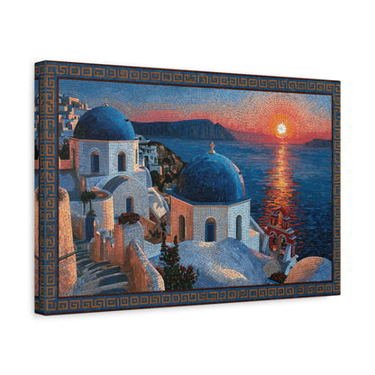 Tableau en Mosaïque Santorini Cyclades - Vestige Égéen - ambiance chambre adolescent