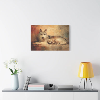 Tableau Louve et Louveteaux - Tendresse Maternelle - grand format salon spacieux