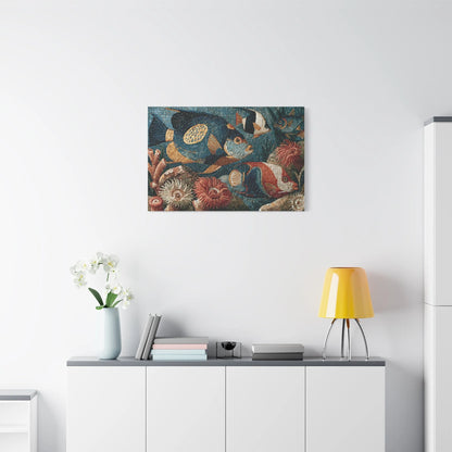 Tableau en Mosaïque Poisson Corail - Lagune de Tesselles - ambiance loft haut de plafond