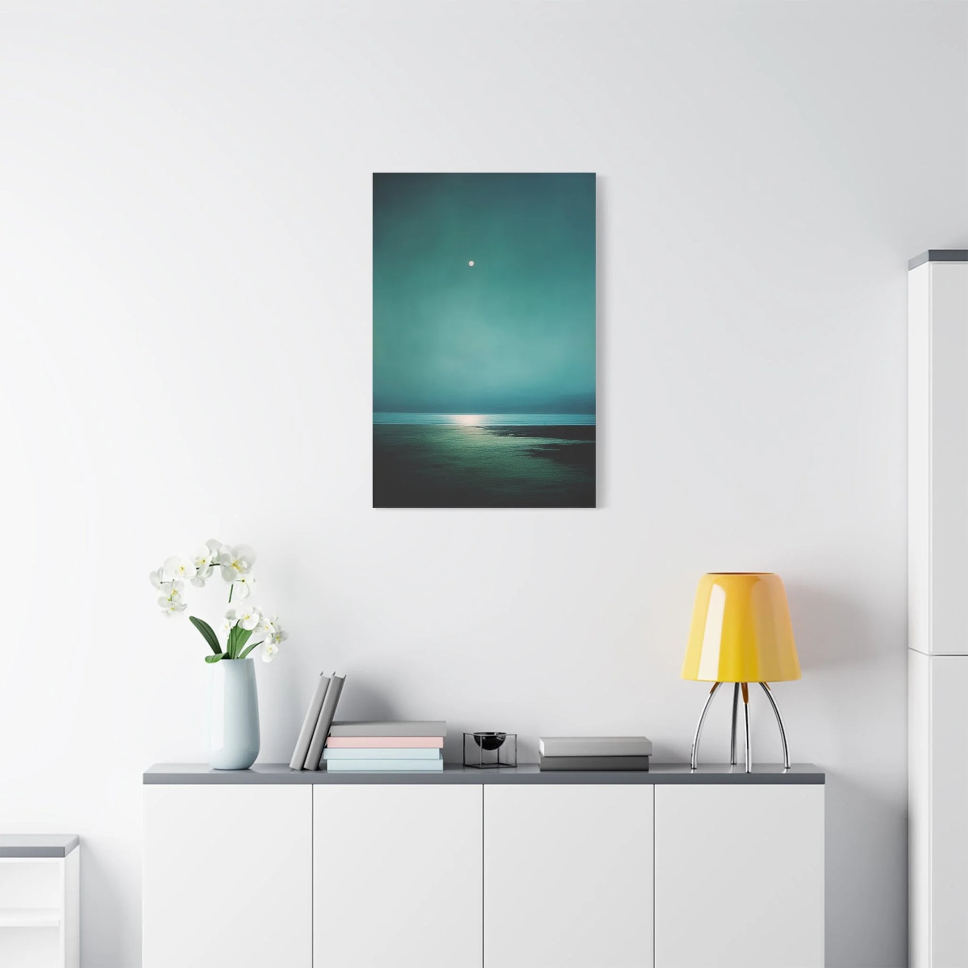 Tableau Tableau lunaire vert sauge ambiance scandinave