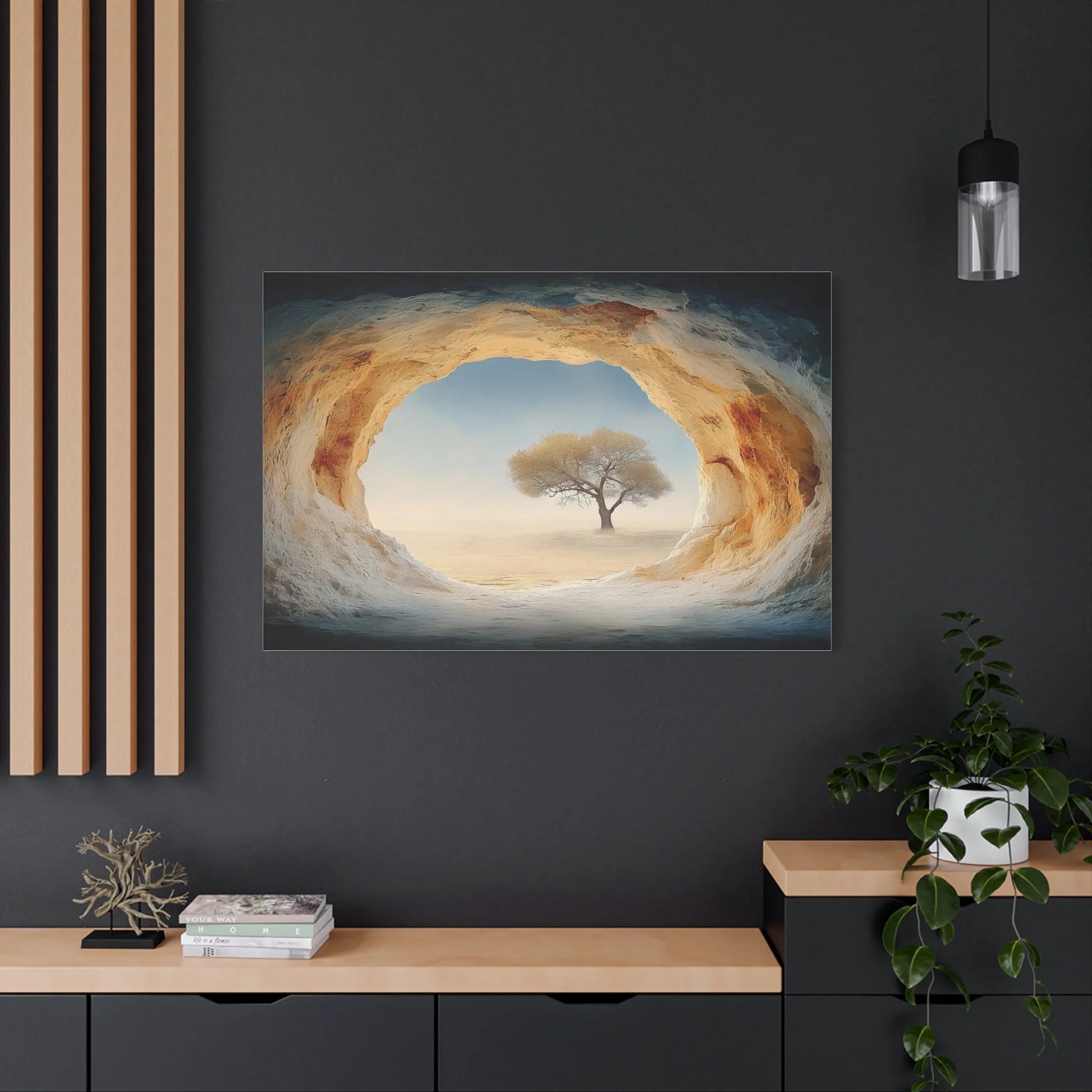 Tableau Grotte et Arbre Zen - Vers la Lumière — Art Virtuoso