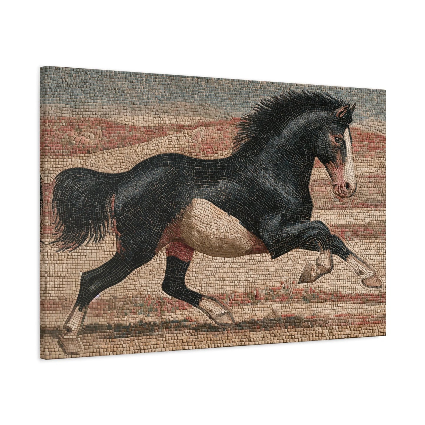 Tableau en Mosaïque Cheval Romain au Galop - Course Antique - décor mural panoramique