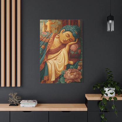 Tableau Bouddha Couché - Paix du Parinirvāna - mise en scène impact maximal