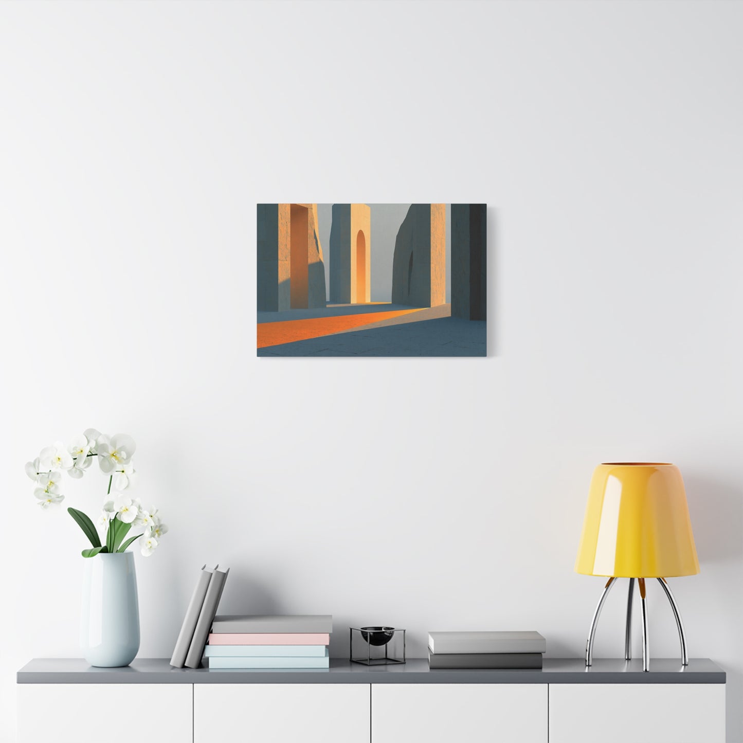 Grand Tableau Beige Or Portique Soleil