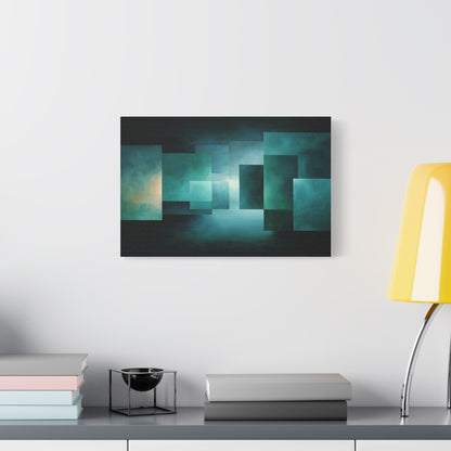Tableau Volumes vert sauge dans un loft contemporain